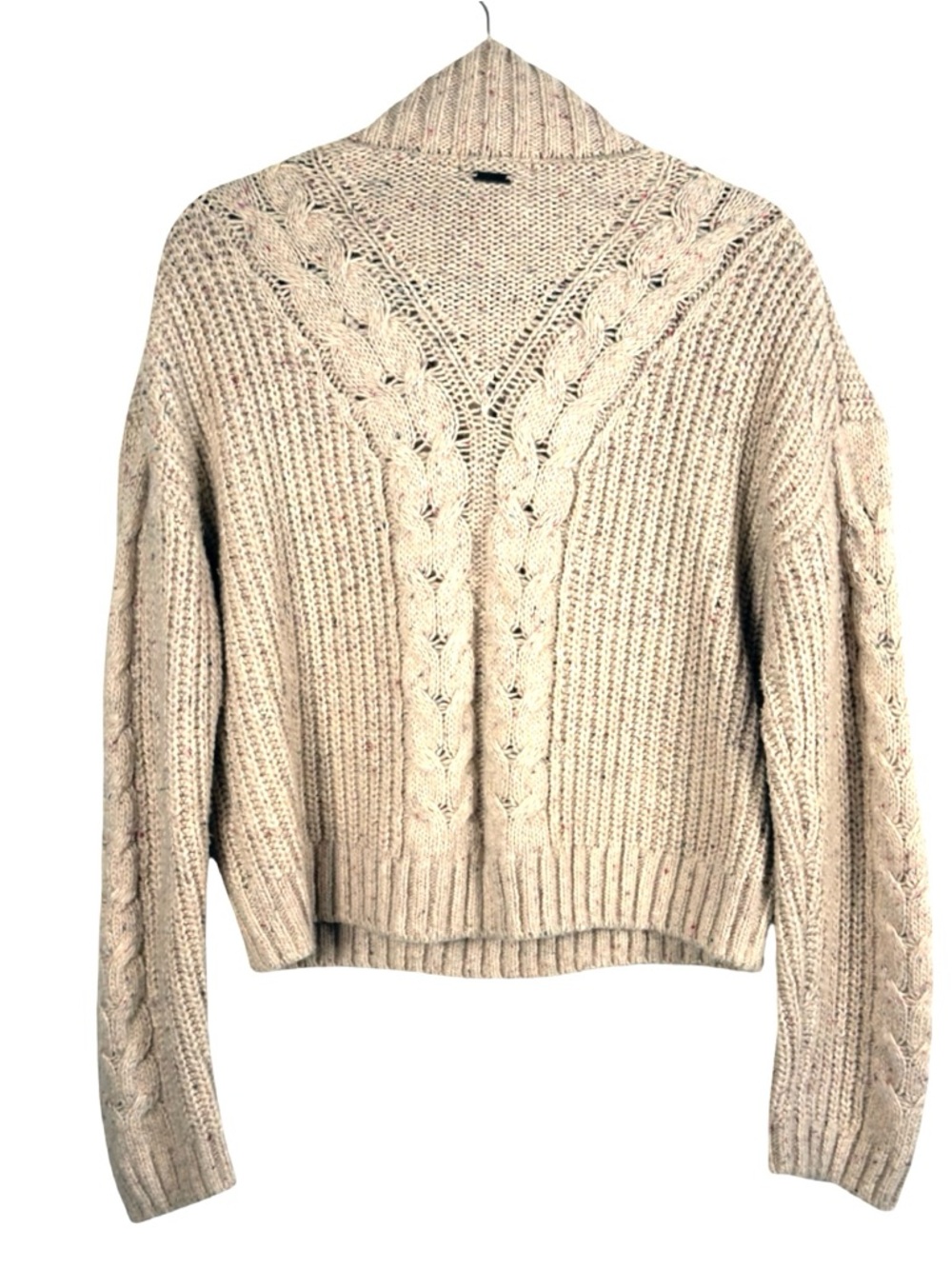 prAna Women's Laurel Creek Cream Cable-Knit Half-Zip Sweater - Picture 4 of 8